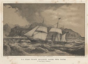 US-Dampffregatte Mississippi passiert Punta Tristao, 1855 von Wilhelm Joseph Heine