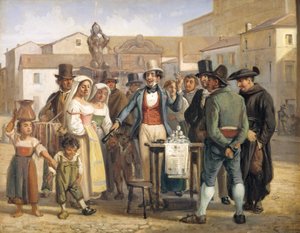 Ein Scharlatan verkauft Schuhcreme auf der Piazza Barberini in Rom von Wilhelm Marstrand