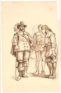 Adliger aus der Zeit von Chr. 4 spricht mit zwei Männern von Wilhelm Marstrand