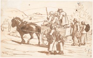 Bauern aus Orsa Sogn fahren zur Kirche, Dalarna von Wilhelm Marstrand