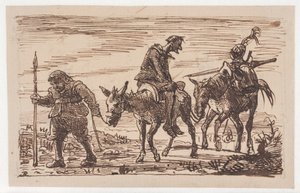 Der durchgeprügelte Don Quixote wird nach Hause geführt von Wilhelm Marstrand