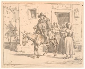 Don Quijote und Sancho Panza verlassen die Herberge von Wilhelm Marstrand