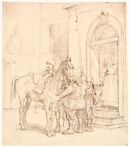 Don Quixote und Sancho Pansa vor dem Wirtshaus von Wilhelm Marstrand