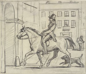 Ein Liebhaber reitet mit einem selbstzufriedenen Lächeln an den Fenstern seiner Donna vorbei von Wilhelm Marstrand