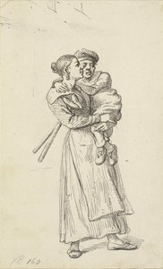 Eine Frau trägt einen Krüppel von Wilhelm Marstrand