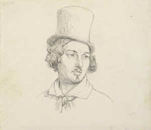 Kopf eines Mannes mit hohem Hut von Wilhelm Marstrand