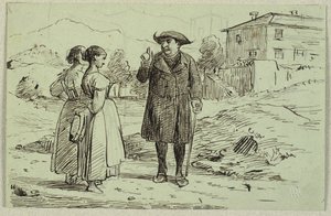 Italienische Szene mit zwei Frauen und einem Pater von Wilhelm Marstrand