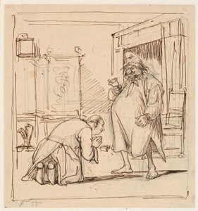 Peder Paars 1. Buch 4. Gesang. Per Degn fürchtet sich vor dem Vogt von Wilhelm Marstrand