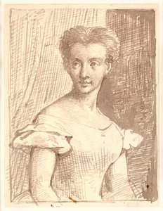 Studie von Arendse Hulegaard, sitzend, nach links gewandt von Wilhelm Marstrand