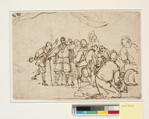 Entwurf für das Gemälde in der Kapelle von Chr. 4. in Roskilde "Chr. 4. auf der Dreifaltigkeit" von Wilhelm Marstrand