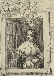 Junges Mädchen am Fenster von Wilhelm Marstrand