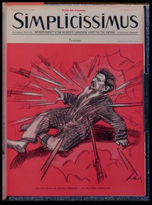 Karikatur von Leon Trotsky (1879-1940) unter Angriff, aus der Zeitschrift 
