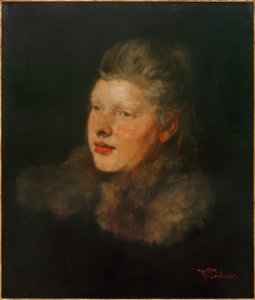 Blondine mit Pelz von Wilhelm Trübner