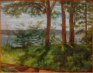 Landschaft am Starnberger See mit drei Bäumen