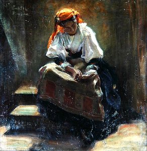 Mädchen mit einem Buch, ca. 1900 von Wilhelm Wachtel