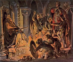 Otto III im Grab von Karl dem Großen, im Jahr 1000 von Wilhelm von (after) Kaulbach