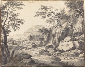 Klassische Landschaft mit Wasserfall