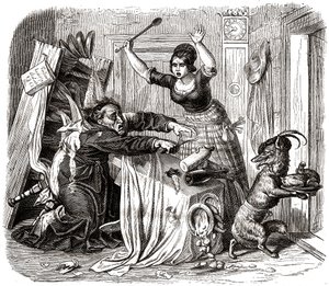 Der Fuchs stiehlt ein Huhn vom Tisch eines Priesters von Wilhelm von Kaulbach