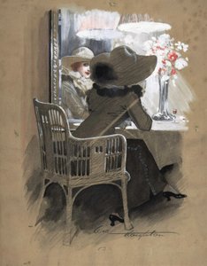 Porträt einer sitzenden Frau an einem Tisch, ca. 1896 von Will Houghton