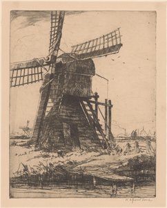 Mühle am Wasser bei Leiden von Willem Adrianus Grondhout (signed by artist)