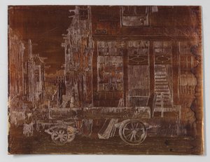 Alter Stadtteil von Amsterdam mit Wagen im Vordergrund von Willem Adrianus Grondhout (signed by artist)