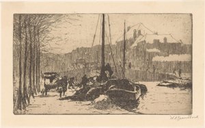 Schnee in der Stadt von Willem Adrianus Grondhout (signed by artist)