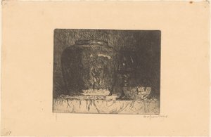 Stillleben mit Ingwertopf, Weinglas und Schale von Willem Adrianus Grondhout (signed by artist)