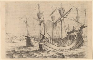 Hannibals Flotte kämpft gegen die Rhodier von Willem Basse