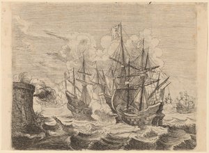 Heemskercks Sieg über die spanische Flotte bei Gibraltar von Willem Basse