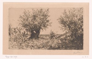 Landschaft mit Weide, Kopfweiden und Zaun (Wilgen (Kaag)) von Willem Bastiaan Tholen (signed by artist)