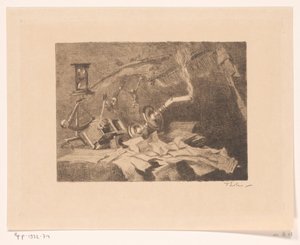 Stillleben mit fallenden und zerbrochenen Gegenständen von Willem Bastiaan Tholen (signed by artist)