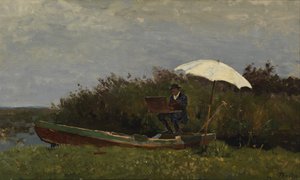 Der Maler Gabriël arbeitet in einem Boot, 1882