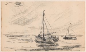 Zwei Fischerboote auf dem Meer von Willem Bastiaan Tholen