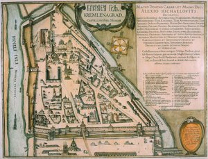 Karte des Moskauer Kreml Castellum Urbis Moskvae, Russland, 1597