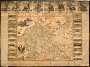 Neue und genaue Illustration von Deutschland in seiner Gesamtheit von Willem Janszoon Blaeu, Kupferstich, gedruckt in Amsterdam von Willem Blaeu
