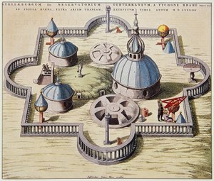 Stelleburgum sive Observatorium Subterraeum, unterirdisches astronomisches Observatorium in Stjerneborg, entworfen von Tycho Brahe, Zeichnung von Willem Blaeu, ca. 1595
