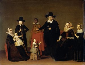 Familiengruppe mit einem schwarzen Diener