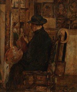 Das Atelier von Willem Linnig I, Vater des Malers von Willem II Linnig