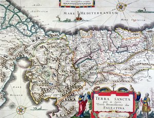 Karte des Heiligen Landes, veröffentlicht in Amsterdam, 1629