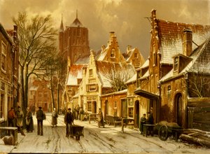 Eine Winterstraßenszene von Willem Koekkoek
