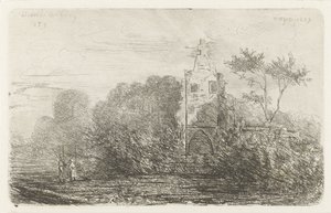 Landschaft mit Ruine und zwei Figuren von Willem Matthias Jan van Dielen