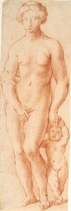 Venus und Amor. Skulpturgruppe von vorne gesehen
