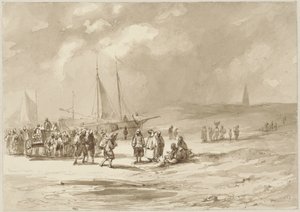 Strand mit Fischern
