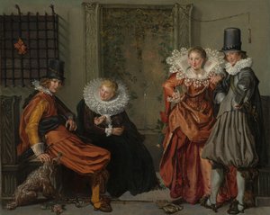Elegante Paare beim Flirten