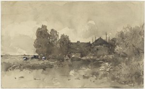 Landschaft mit Bauernhof