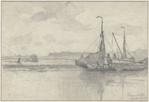 Fischerboote in einer Landschaft bei Papendrecht