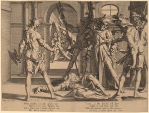 Enthauptung des römischen Richters Papinian von Willem Swanenburgh, after Joachim Anthonisz Wtewael