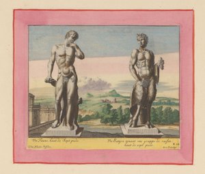Statuen eines Fauns und eines Satyrs mit Trauben
