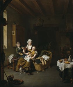 Eine Mutter füttert ihr Kind von Willem Van Mieris