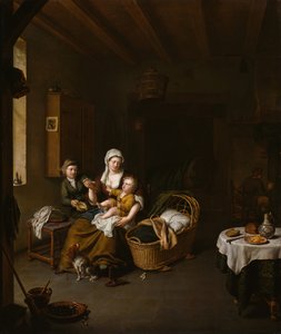 Eine Mutter füttert ihr Kind Die glückliche Mutter, 1707 von Willem Van Mieris
